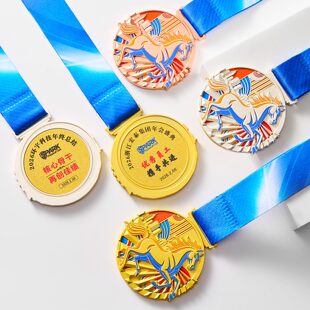 马年水晶奖杯刻字定制马术比赛企业年会优秀员工颁奖奖牌定制定做