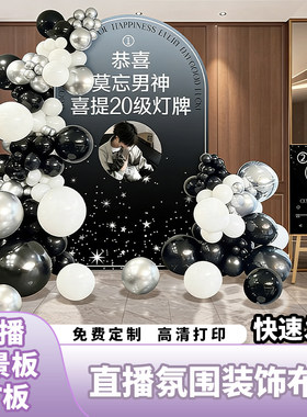 直播间感谢大哥荣升20级16级灯牌仪式布置装饰海报气球背景墙kt板
