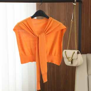 桔色针织小披肩女外搭2025春秋薄款 百搭围巾围脖 空调房搭肩时尚