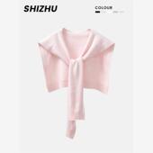 披肩女2025新款 针织外搭春秋空调房护肩颈坎肩假领子 粉色洋气衬衫