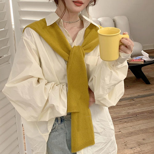春秋2025针织披肩女外搭装饰高品质空调搭肩网红打结护颈椎小围巾