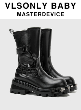 2025年秋冬新款圆头马丁靴女厚底黑色短靴真皮厚底机车潮酷皮靴子