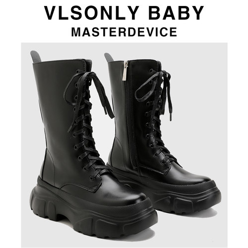 系带马丁靴女2025新款秋冬骑士靴增高中筒靴ins厚底短靴英伦风靴