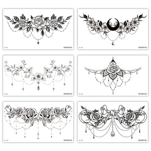 花朵纹身贴防水女持久ins纸胸骨乳下性感流苏腰部遮疤比基尼贴纸