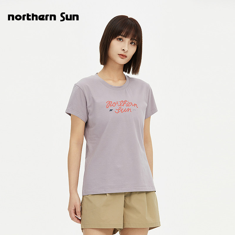 【粉丝群专享】诺思山户外短袖T恤女夏棉质修身弹力运动半袖3648