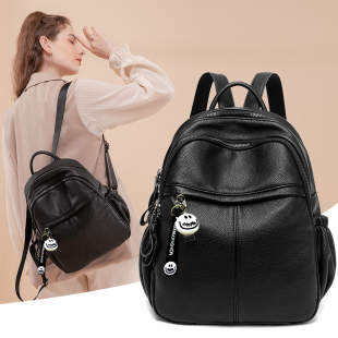 轻奢高级感真皮双肩包女2024新款时尚大容量双肩女包软皮女士背包