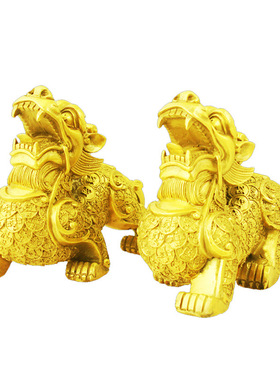 黄铜貔貅摆件一对 金钱貔貅客厅摆设家居饰品金属工艺品批发