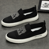 休闲板鞋 低帮透气懒人男士 新款 轻便软底乐福布鞋 一脚蹬鞋 男 子男鞋