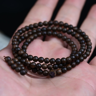 精品 沉水老惠安4mm沉香手串108颗佛珠念珠女士款手链 甜蜜香花香