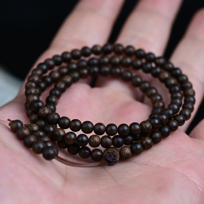 沉水4mm沉香手链108颗清甜花蜜香