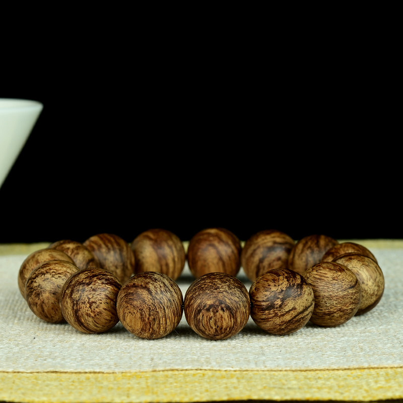 虎斑纹 正区达拉干沉香手串14mm佛珠念珠15颗天然老料奶香花蜜足