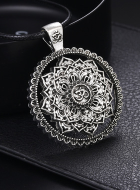 宗教饰品 古印度神话曼荼罗花形项链曼荼罗吊坠禅宗瑜伽OM项链