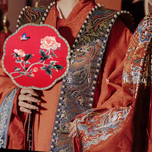 现货特价中式古风双面异色绣新古典汉服配饰明清宫扇团扇结婚喜扇