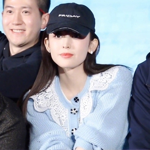 ~古力娜扎明星同款镂空花边蕾丝拼接针织开衫短款毛衣外套女