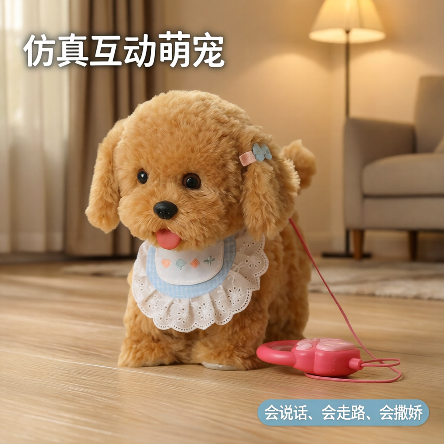 仿真动物玩具舔舔狗哈士奇毛绒玩具学说话牵绳走路摇尾巴摸头撒娇