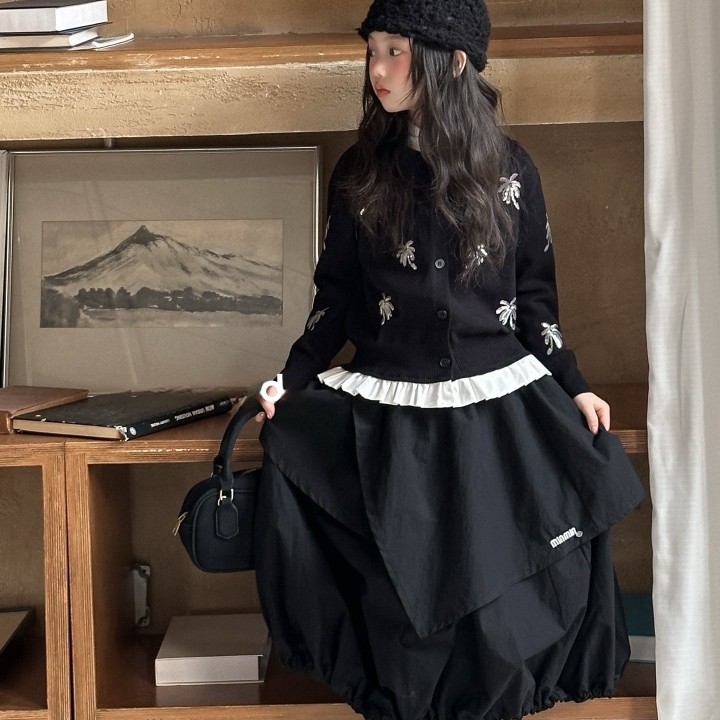 波拉韩国童装2025冬女童洋气圆领针织外套高级感亮片叶子开衫毛衣,童装/婴儿装/亲子装,毛衣/针织衫,淘宝优惠券,粉丝福利购,淘宝优惠卷