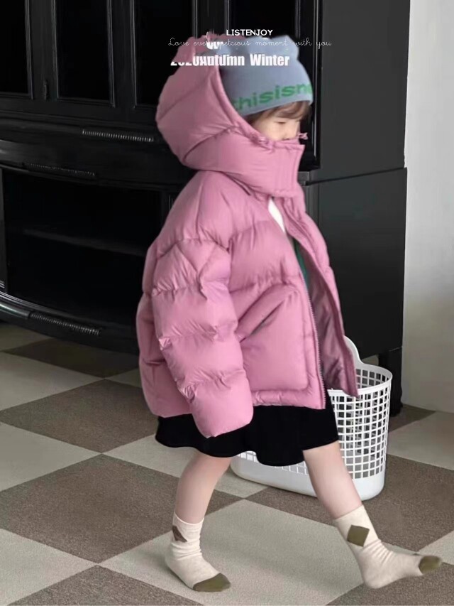现货,borabora韩国童装新款白鸭绒加厚羽绒服男童女童连帽外套