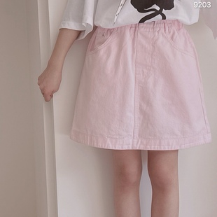 波拉韩国童装 百搭纯色A字裙潮 2025夏季 女童甜美风休闲半身裙时尚