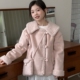 波拉韩国童装 棉服洋气少女粉羊羔外套 2025冬甜美风女童翻领简约款