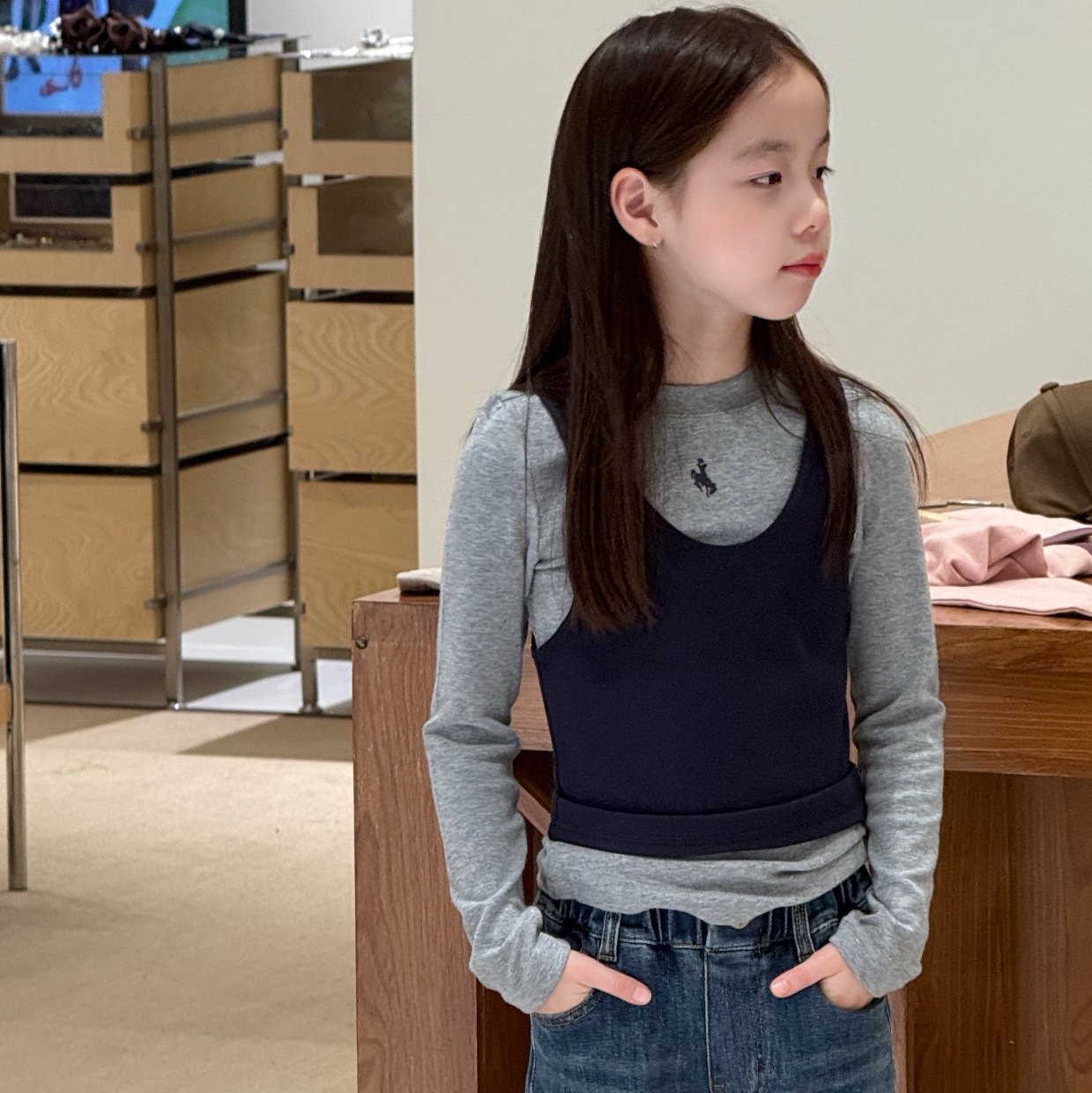 波拉韩国童装2025秋休闲女童时尚小图标长袖小吊带二件套修身T恤,童装/婴儿装/亲子装,T恤,淘宝优惠券,粉丝福利购,淘宝优惠卷