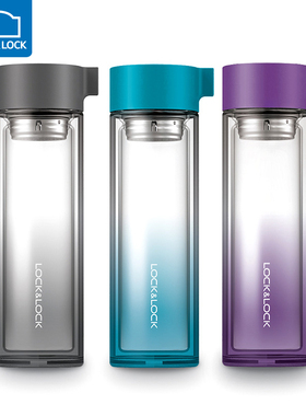 乐扣乐扣 星钻双层耐热玻璃水杯泡茶渐变色杯子男女 350ml LLG653