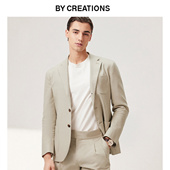 男商务休闲透气正装 西裤 柏品平驳领西装 结婚礼新郎西服 棉亚麻