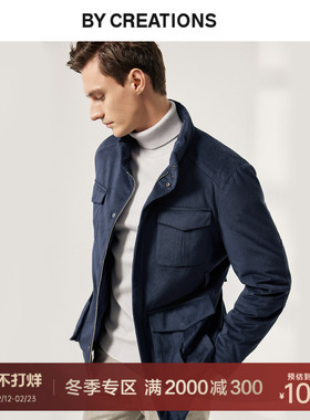 柏品白鹅绒猎装羽绒服男冬季立领短款夹克复古灯芯绒商务羽绒外套