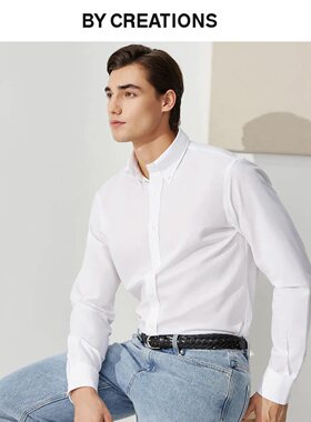 【意大利TESTA】棉亚麻纽扣领商务休闲衬衫男职业正装通勤长衬衣