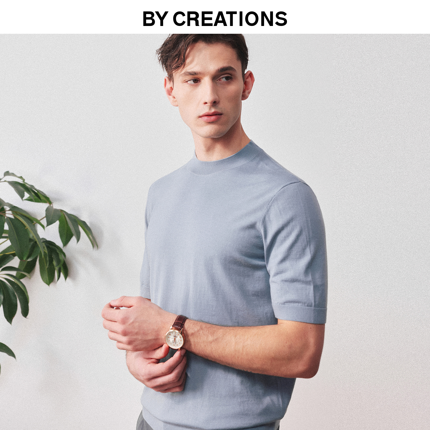 柏品可机洗商务休闲全羊毛T恤衫