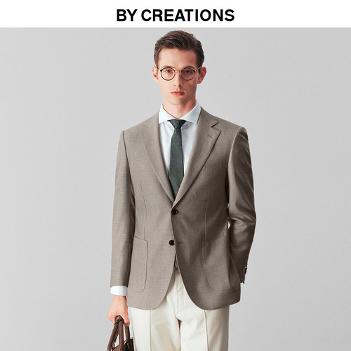 柏品纯羊毛千鸟格西服外套男秋