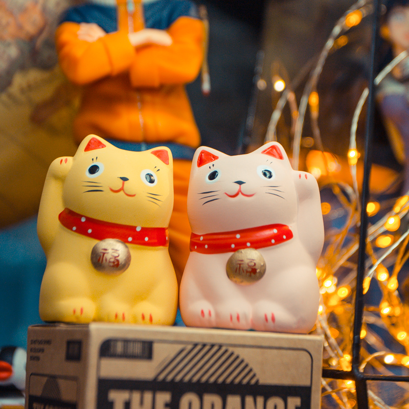 可爱陶瓷猫日式桌面摆件装饰品