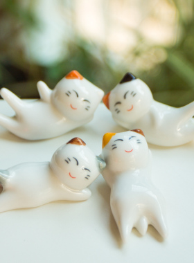 猫咪桌面摆件陶瓷装饰田园