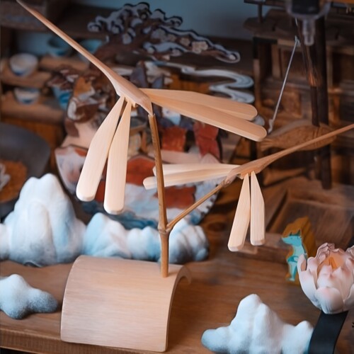 手工竹制作平衡竹蜻蜓创意80后怀旧传统复古工艺品桌面家居摆件 - 封面