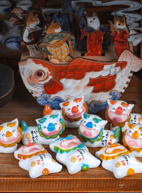 陶瓷可爱福狮子创意摆件