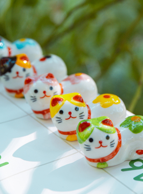 陶瓷可爱招财猫桌面摆件