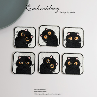 可爱猫咪刺绣布贴衣服补丁贴羽绒服装 饰贴花卡通刺绣贴手机壳贴花