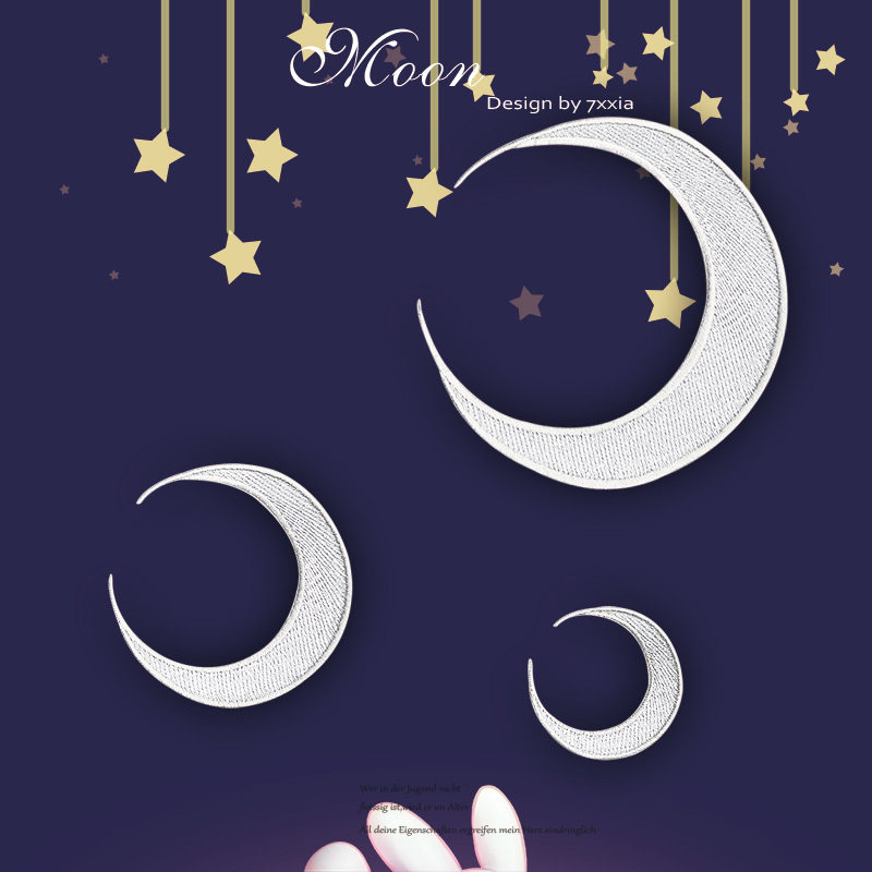 银色大号小号月亮刺绣补丁贴布贴服装辅料diy鞋帽包包贴片cos戏服