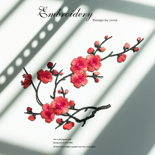 梅花刺绣布贴腊梅刺绣布贴