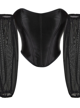 黑色丁抹胸束身corset简约束腰外穿胸衣 性感露肩欧式马甲紧身衣