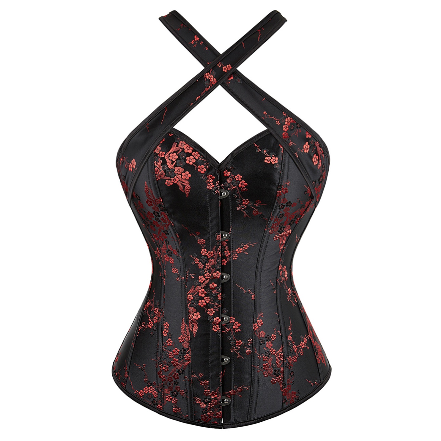 塑身衣梅花图案修身束腰挂脖胸衣