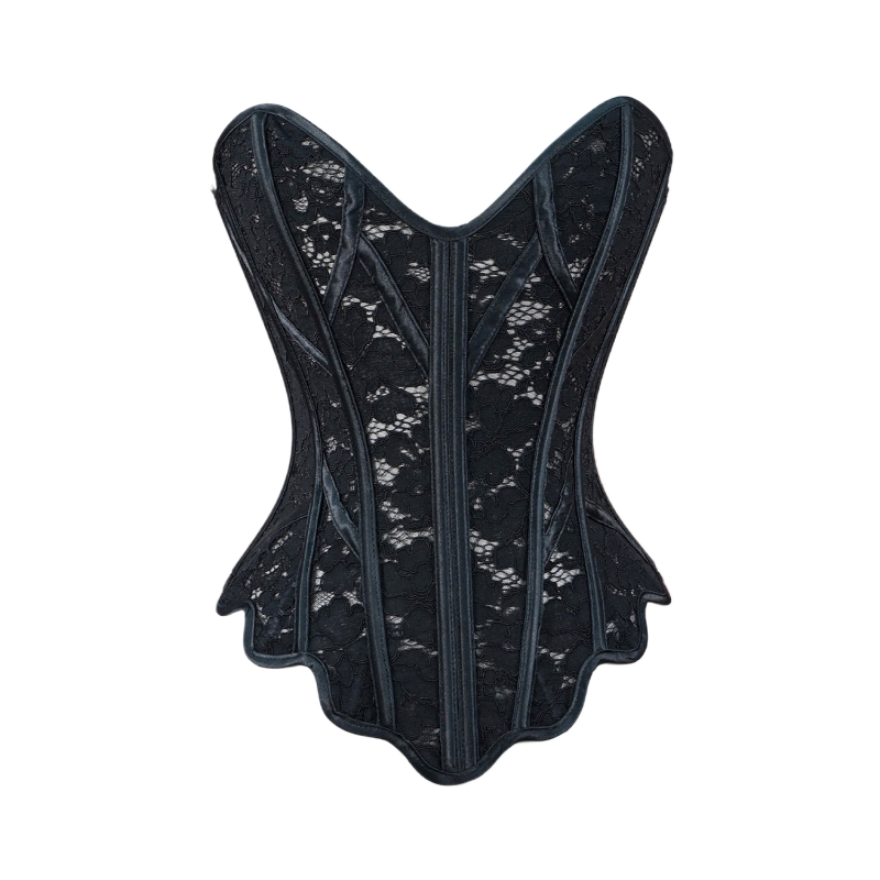 黑色蕾丝雕花塑身衣性感深V束腰胸衣 法式轻奢修身corset外穿马甲