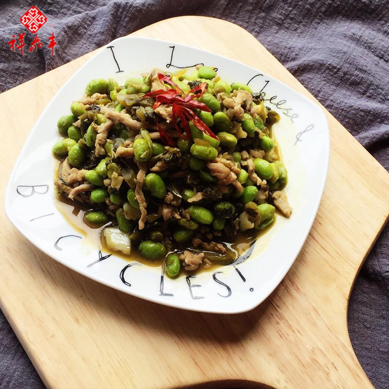 雪菜毛豆肉丝1kg 祥泰丰 新鲜速冻大排档快手菜半成品菜 老坛雪菜