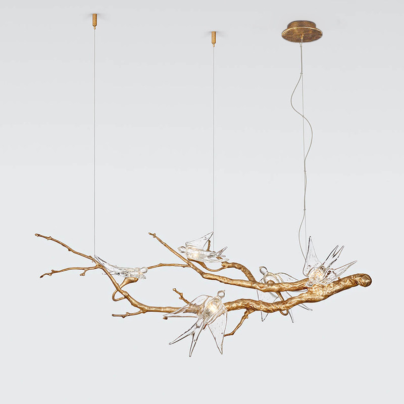 沐登全铜燕子小鸟吊灯客厅餐厅茶室工作室后现代蝉意吧台民宿灯具