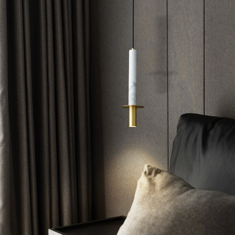 轻奢卧室床头大理石小吊灯简约网红北欧极简长线客厅电视背景墙灯