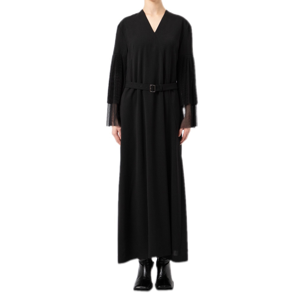 国内现货AKIRANAKA 24秋冬新款 纱网设计 收腰连衣裙拍下不退