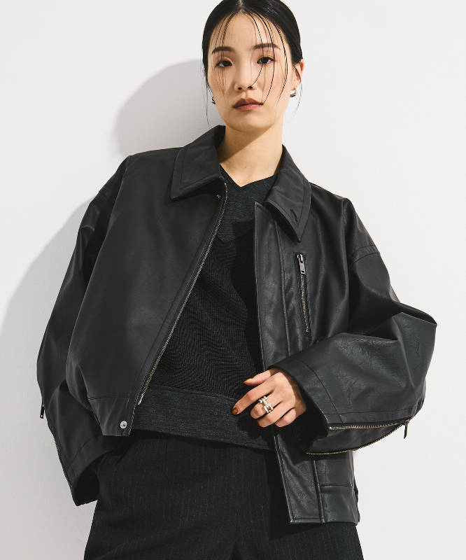 【拍下不退】国内现货STUDIOUS25秋冬翻领女款皮衣外套