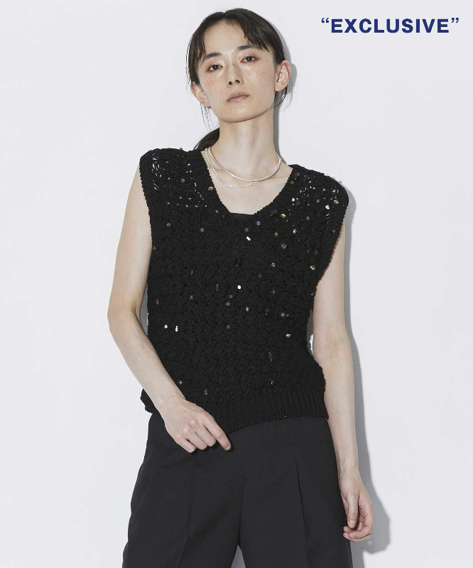 【拍下不退】国内现货AKIRANAKA25秋冬 珍珠镂空针织背心
