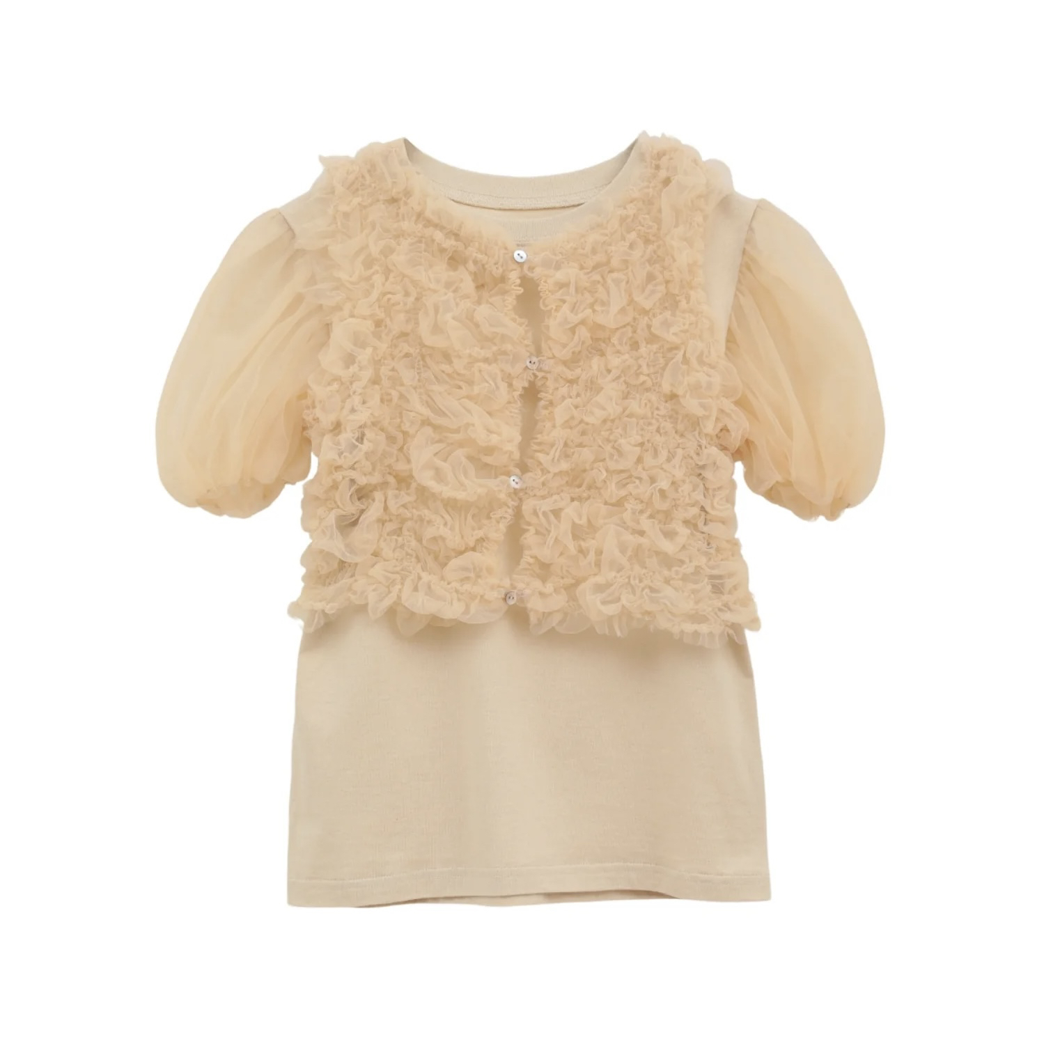 国内现货CLANE松本惠奈25春夏 薄纱背心层叠上衣两件套 拍下不退