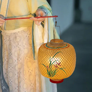 油纸灯笼手提竹编古风汉服舞蹈摄影拍摄道具仿古中式冬瓜形竹灯罩