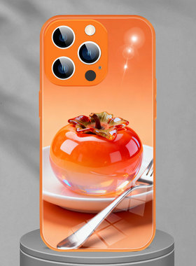 适用华为mate70Air荣耀500pro手机壳nova14保护套Pura80水晶柿子400独特90GT橙色柿柿如意好事发生吉祥magic8